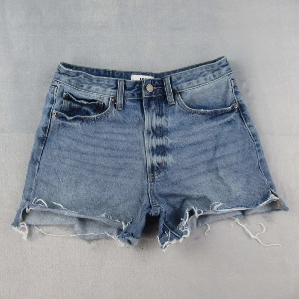 JBD Just Black Denim DH803N High Rise‎ Cut Off Denim Shorts Blue Womens Large